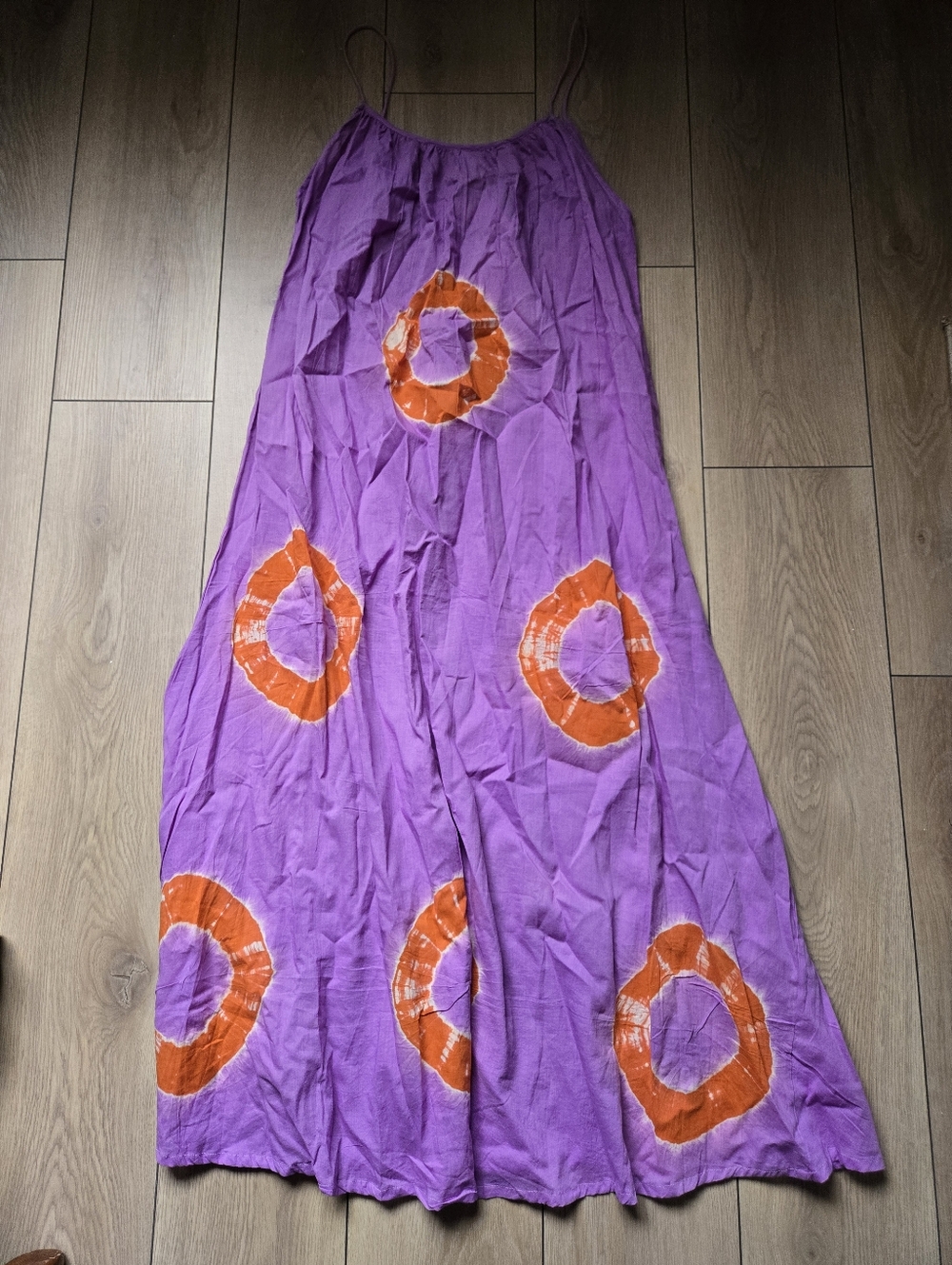 NWT Natura Purple Dress With Orange Tie-dye Circles Size M